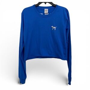 Victoria's Secret PINK Silver Sequins Blue Long Sleeves Crop Top Women's Size S